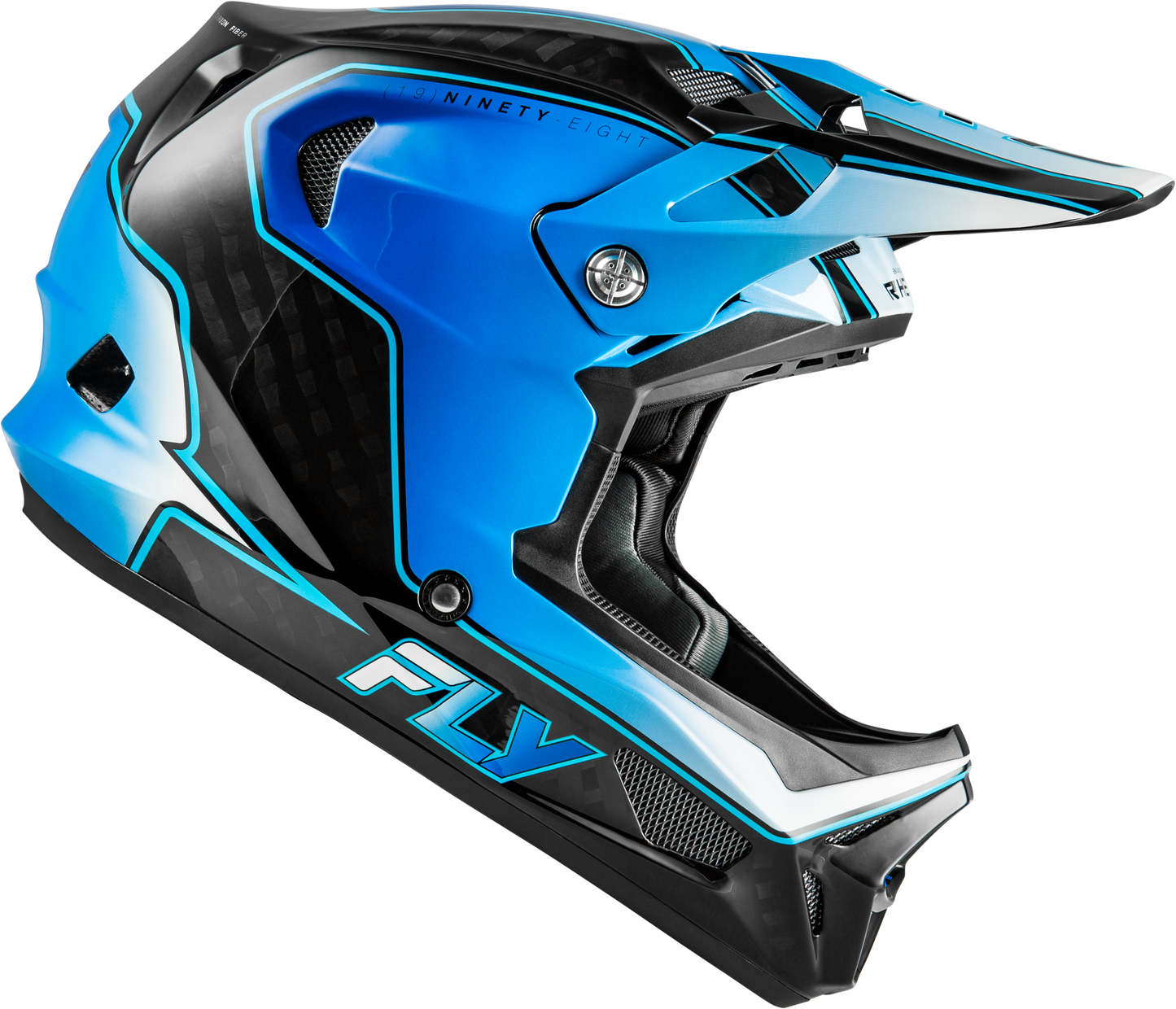FLY Racing 2026 Werx-R Flow Carbon Helmet Black Carbon/Blue/White