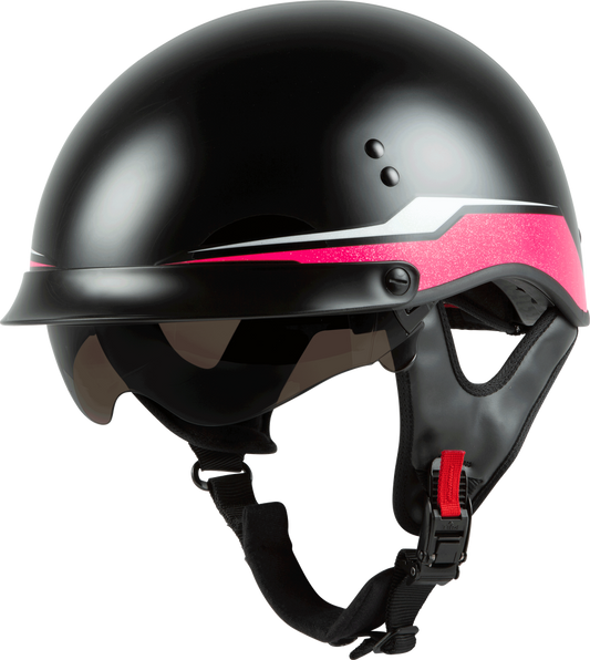 GMAX HH-65 Half Helmet Source Full Dressed Black Pink