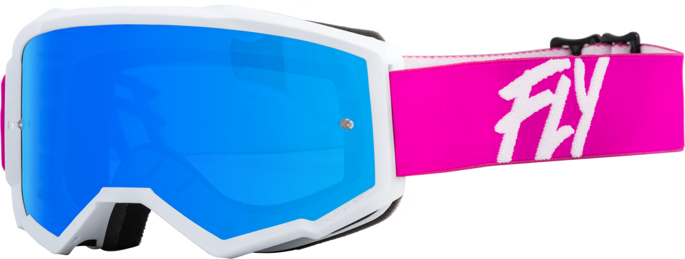 FLY RACING - 37-51724 - YOUTH ZONE GOGGLE PINK/WHITE W/ SKY BLUE MIRROR/SMOKE LENS
