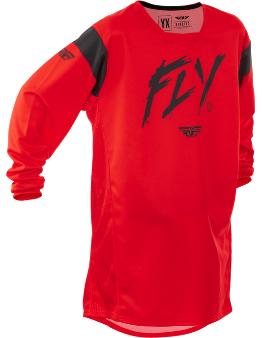 FLY Racing 2025 Youth Kinetic Stoke Jersey Red/Black