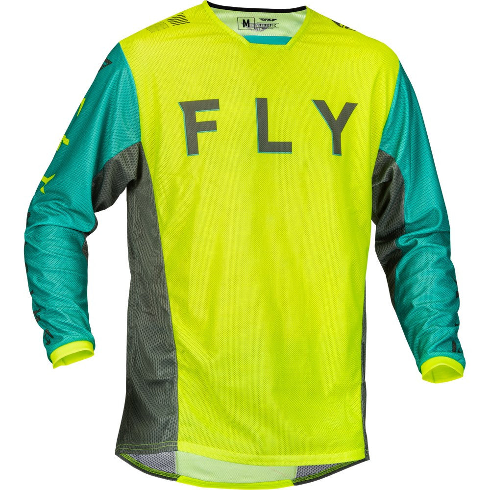FLY Racing 2024 Kinetic Mesh Kore Jersey Pant Combo - Hi-Vis/Teal/Grey