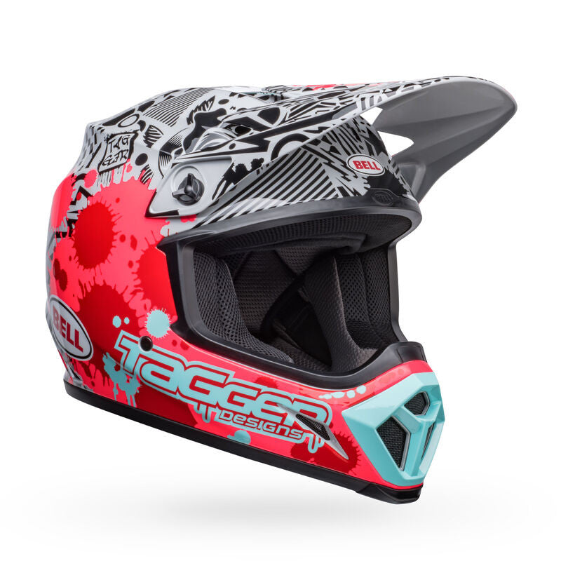 Bell MX-9 MIPS Offroad Helmet Bright Red/Gray Tagger Splatter