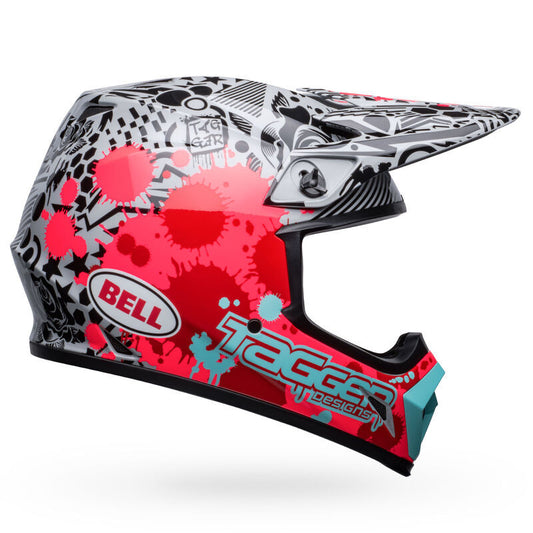 Bell MX-9 MIPS Offroad Helmet Bright Red/Gray Tagger Splatter