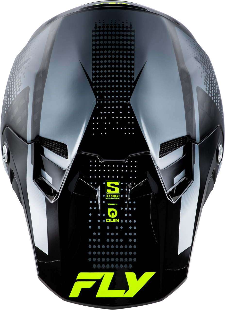 FLY Racing 2025 Youth Formula S Carbon Protocol Helmet Black Carbon/Grey/Hi-Vis Youth Large