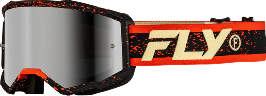 FLY Racing Youth Zone Goggle Blk/Red/Cream W/ Silver Mirror/Smoke Lens