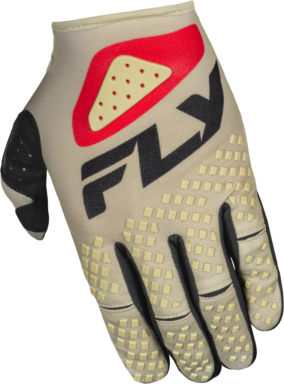 FLY Racing 2025 Youth Kinetic Sym Gloves Light Grey/Red/Black