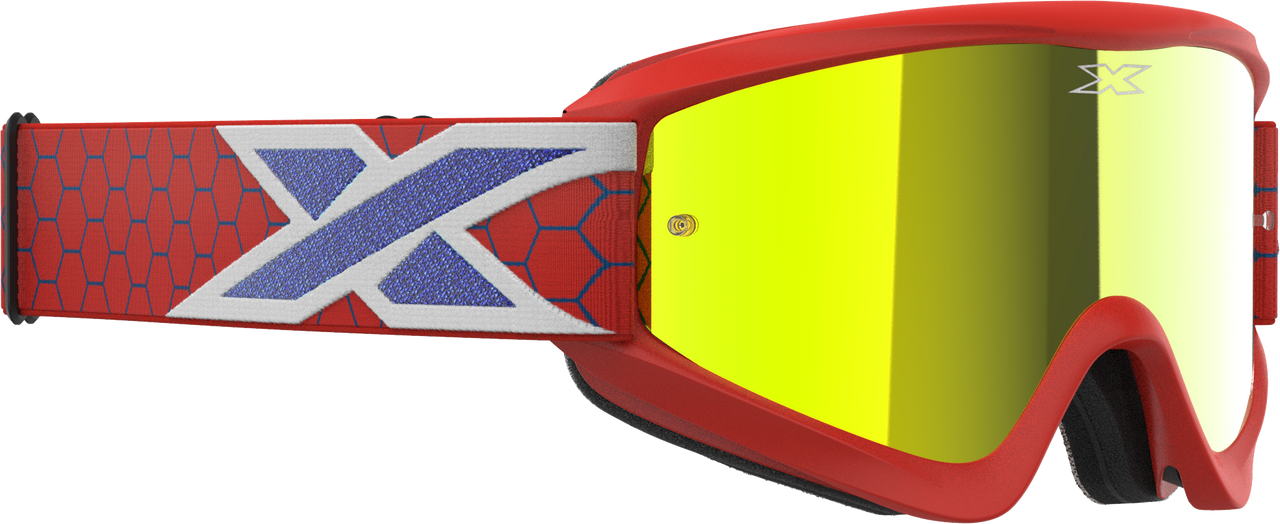 EKS BRAND - 067-60525 - FLAT OUT MIRROR GOGGLE RD/WHT/BLU METALLIC GOLD MIR