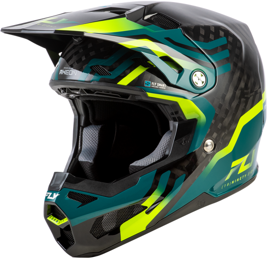 FLY Racing 2026 Formula S Carbon Byte Helmet Black Carbon/Teal/Lime