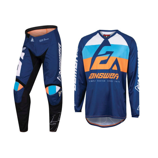 Answer Racing 2023 Youth Syncron CC Jersey Pant Combo Blue/Orange/Black