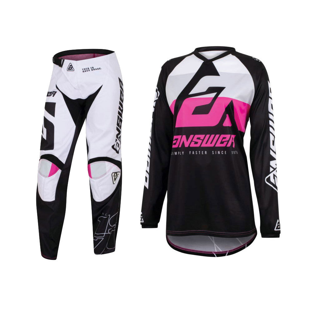 Answer Racing 2023 Womens Syncron CC Jersey Pant Combo Black/White/Rhodamine