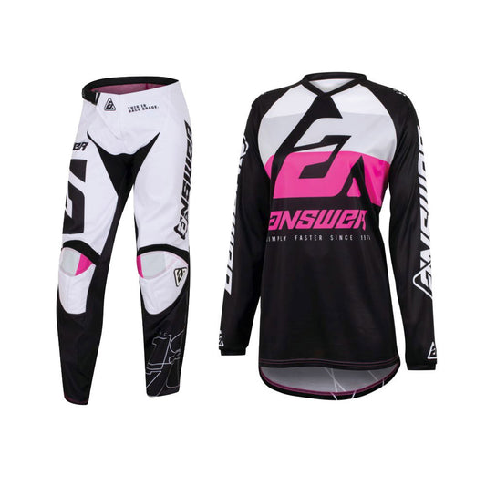 Answer Racing 2023 Womens Syncron CC Jersey Pant Combo Black/White/Rhodamine