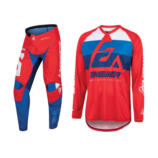 Answer Racing 2023 Youth Syncron CC Jersey Pant Combo Red/White/Blue