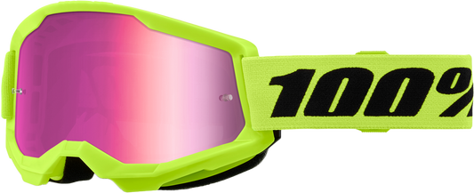 100% - 50028-00016 - STRATA 2 GOGGLE NEON YELLOW MIRROR PINK LENS