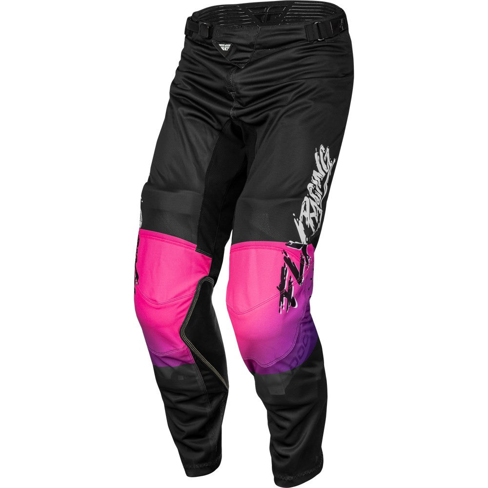 FLY Racing 2024 Youth Kinetic Mesh Khaos Jersey Pant Combo - Black/Purple/Pink