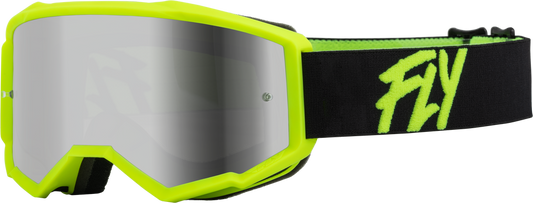 FLY RACING - 37-51720 - YOUTH ZONE GOGGLE BLACK/HI-VIS W/ SILVER MIRROR/SMOKE LENS