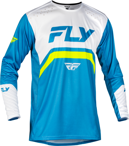 FLY Racing 2025 Youth Rayce Bicycle Jersey Blue/White/Lime Green