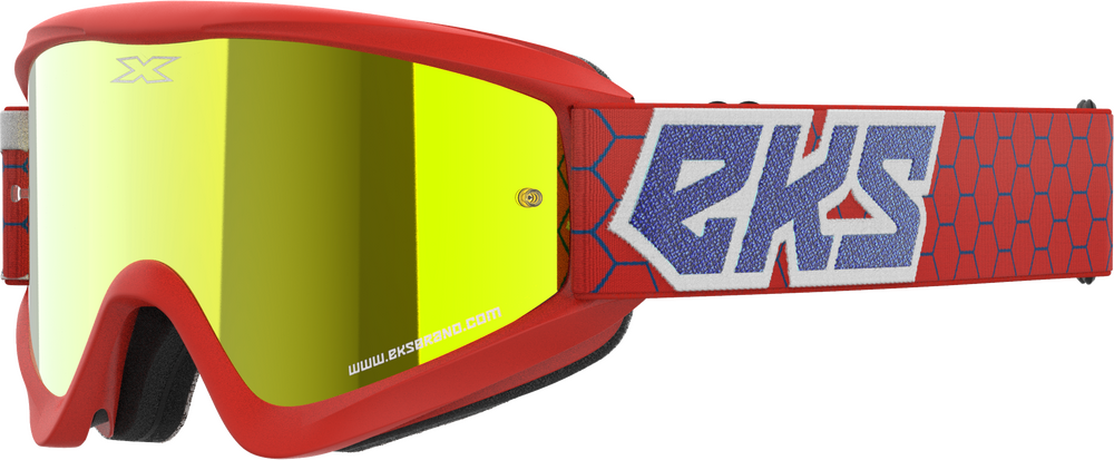 EKS BRAND - 067-60525 - FLAT OUT MIRROR GOGGLE RD/WHT/BLU METALLIC GOLD MIR