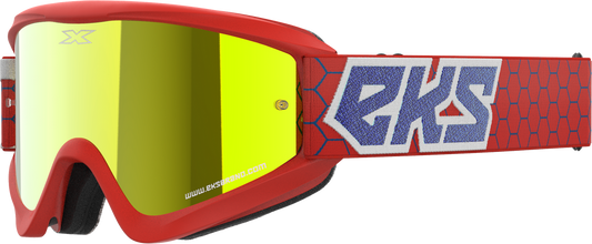 EKS BRAND - 067-60525 - FLAT OUT MIRROR GOGGLE RD/WHT/BLU METALLIC GOLD MIR