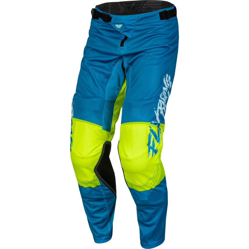 FLY Racing 2024 Youth Kinetic Mesh Khaos Jersey Pant Combo - Blue/White/Hi-Vis