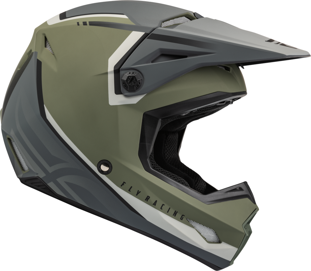 FLY Racing 2023 Kinetic Vision Offroad Helmet Matte Olive Green/Grey