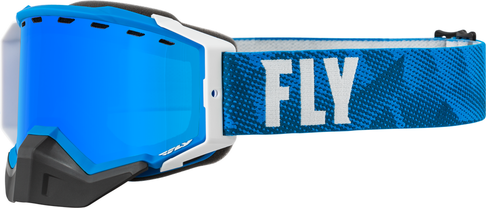 FLY RACING - 37-50334 - ZONE PRO SNOW GOGGLE BLUE/WHT W/ BLUE MIRROR/PLRZD SMKE LENS