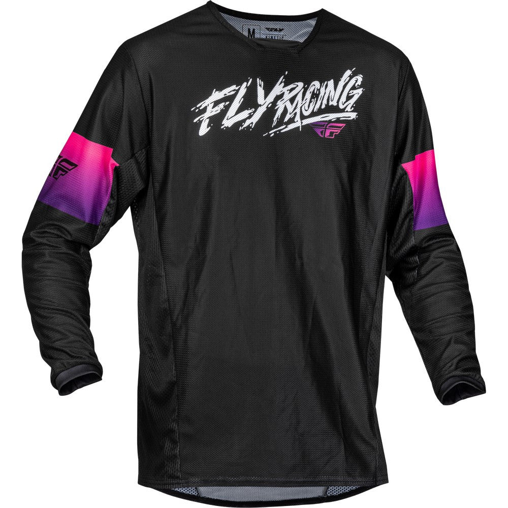 FLY Racing 2024 Youth Kinetic Mesh Khaos Jersey Pant Combo - Black/Purple/Pink