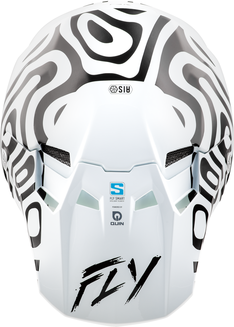 FLY Racing 2025 Youth Formula S Carbon Abyss Helmet White/Black Youth Large