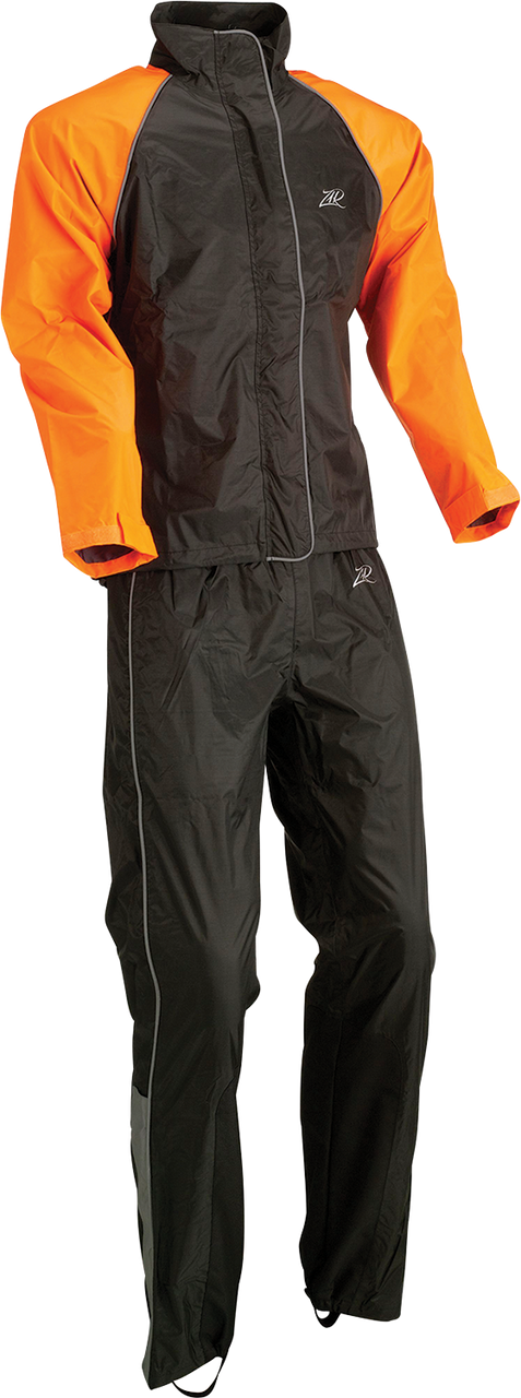 Z1R Womens 2-Piece Rainsuit Black/Orange
