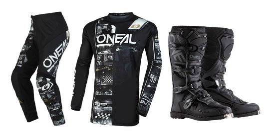 O'Neal 2024 Element Attack Jersey Pant Element Boot Combo Black/White