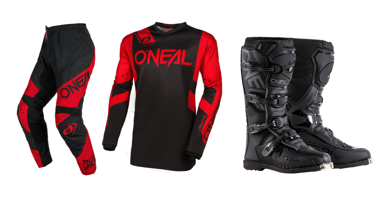 O'Neal 2024 Element Racewear Jersey Pant Element Boot Combo Black/Red