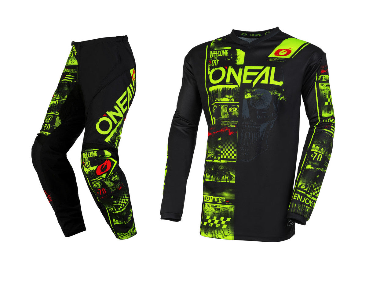 Oneal 2023 Element Attack Jersey Pant Combo Black/Neon
