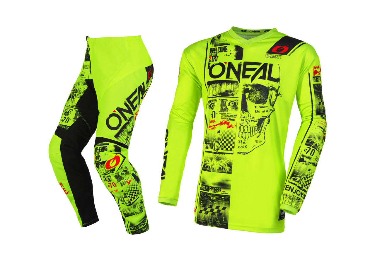Oneal 2023 Youth Element Attack Jersey Pant Combo Black/Neon