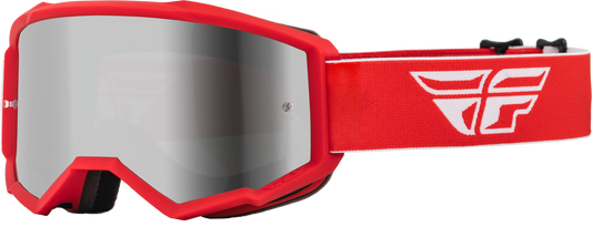 FLY RACING - 37-51725 - YOUTH ZONE GOGGLE RED/WHITE W/ SILVER MIRROR/SMOKE LENS