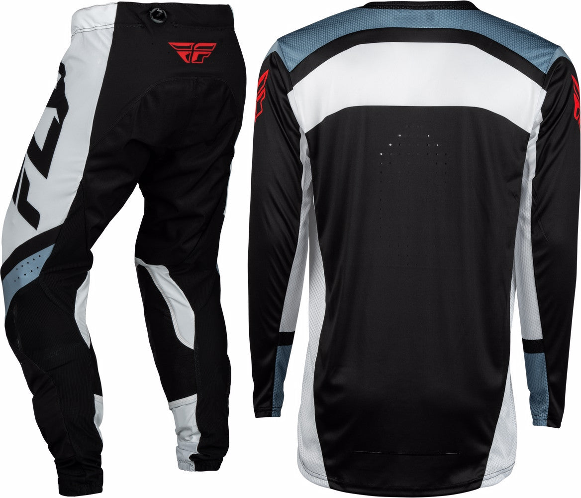 FLY Racing 2024 Youth Lite Jersey Pant Combo Black/White/Denim Grey