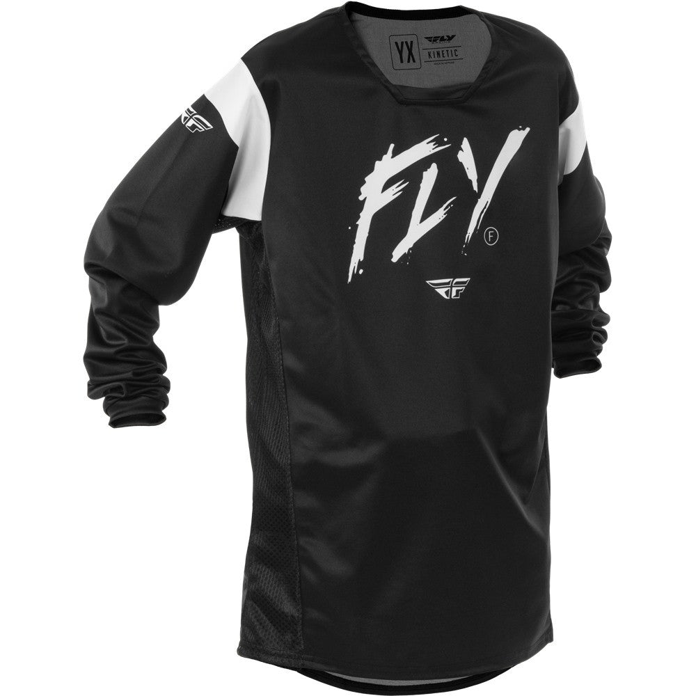 FLY Racing 2025 Youth Kinetic Stoke Jersey Pant Combo Black/White