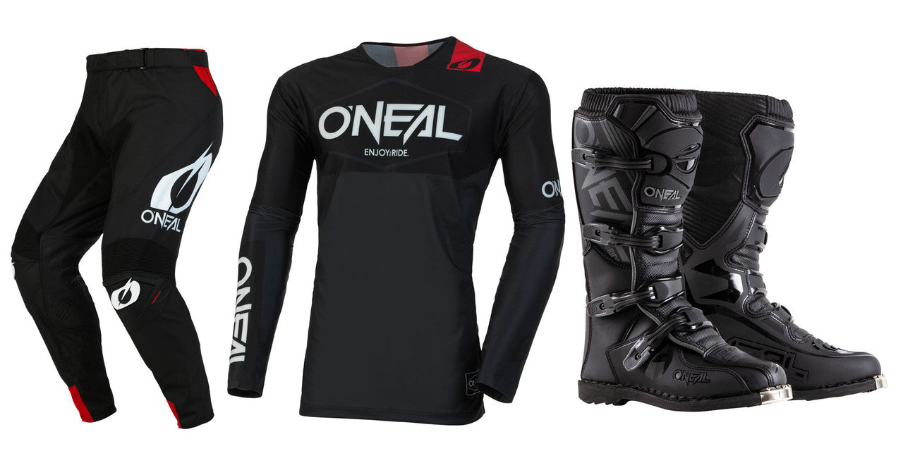 O'Neal 2024 Mayhem Hexx Jersey Pant Element Boot Combo Black/Gray