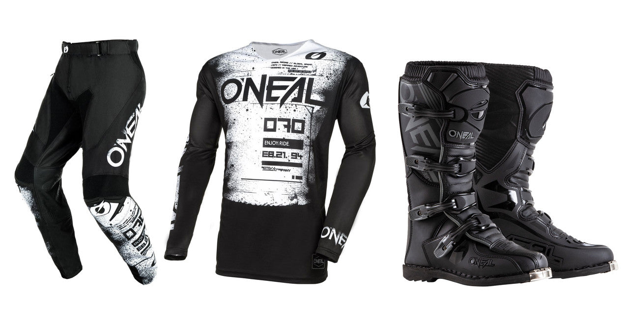 O'Neal 2024 Mayhem Scarz Jersey Pant Element Boot Combo Black/White
