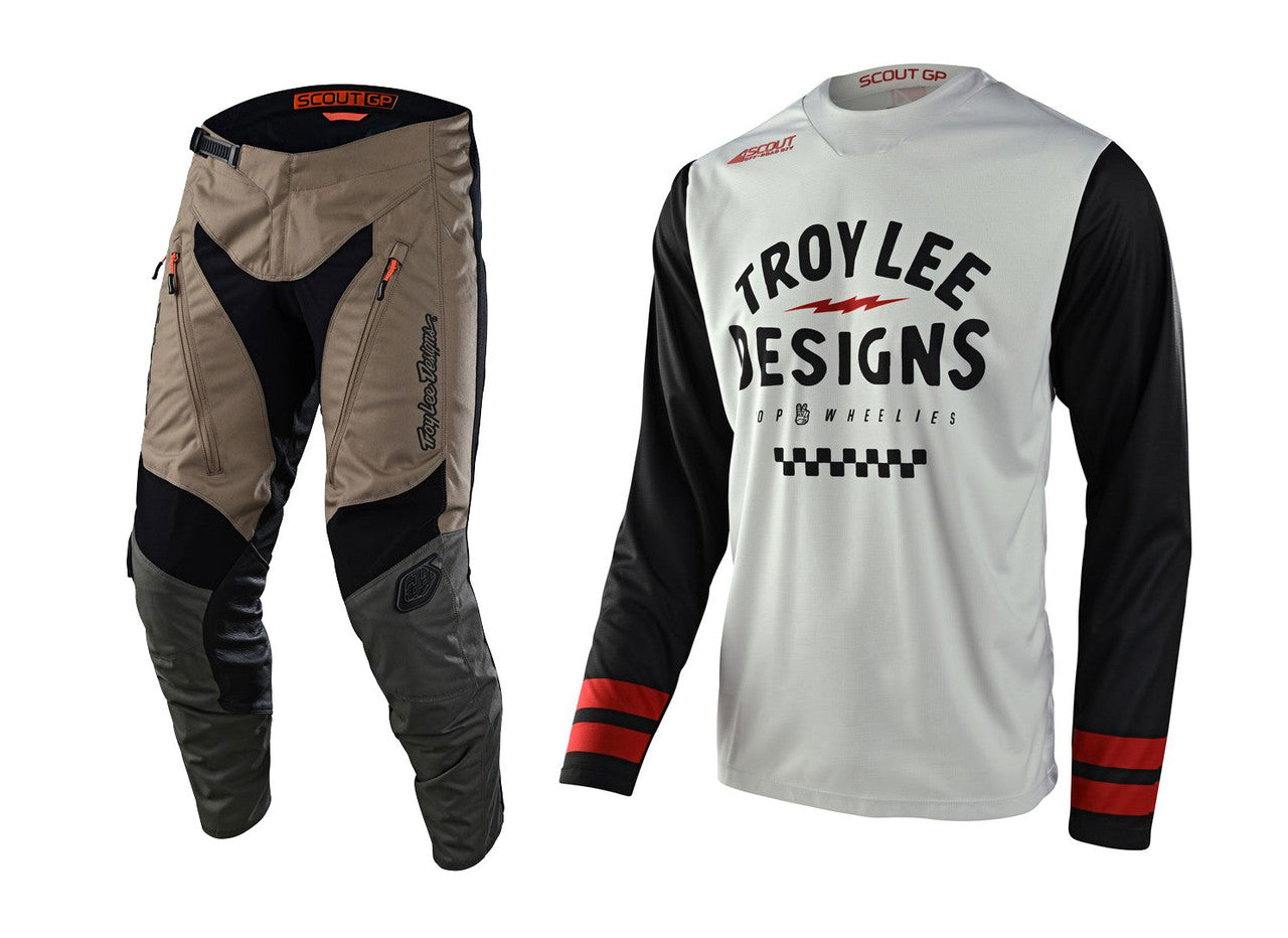 Troy Lee Designs 2023 Scout GP Ride On Jersey Pant Combo - Charcoal/Vintage White