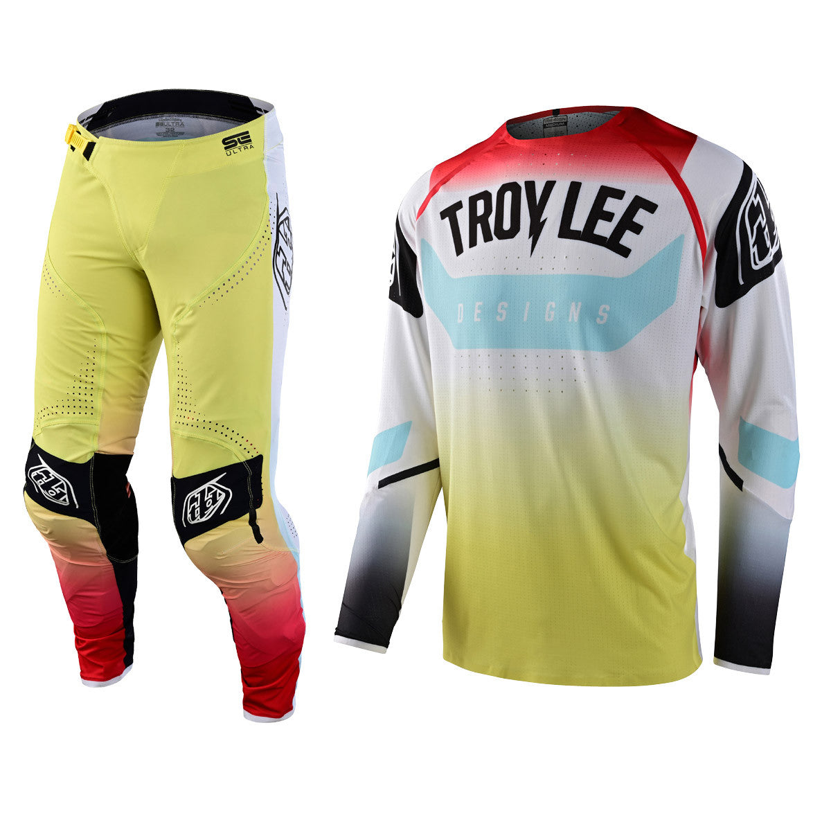 Troy Lee Designs 2023 SE Ultra Jersey Pant Combo Arc Acid Yellow/Red