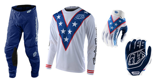 Troy Lee Designs Limited Edition GP Evel Knievel Jersey Pant Gloves Combo White/Blue