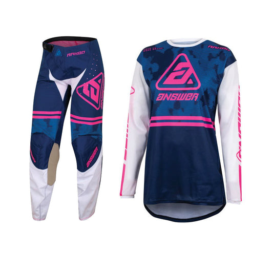 Answer Racing 2023 Womens Akron Trials Jersey Pant Combo Blue/White/Magenta