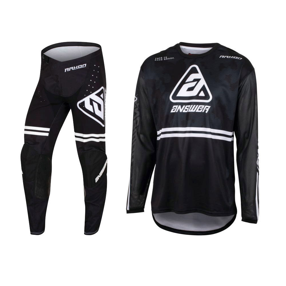 Answer Racing 2023 Youth Akron Trials Jersey Pant Combo Black/White/Gray