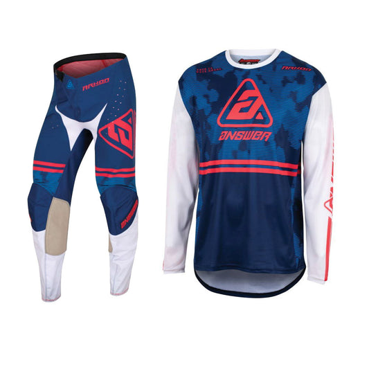 Answer Racing 2023 Youth Akron Trials Jersey Pant Combo Blue/White/Red