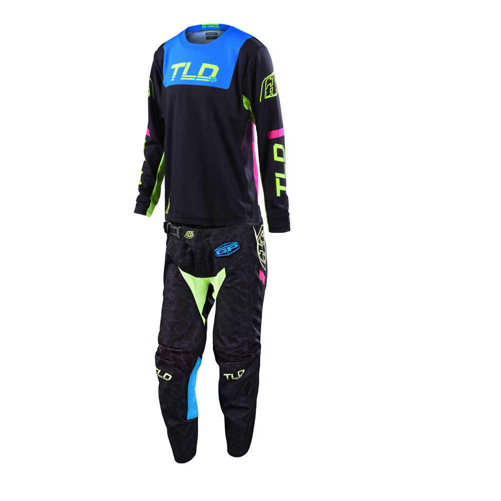 Troy Lee Designs 2022 Youth GP Jersey and Pant Combo Fractura Black/Yellow