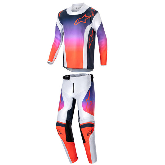 Alpinestars Youth Racer Hoen MX Jersey Pant Combo Light Grey Hot Orange
